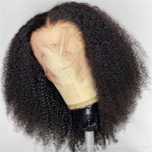 Kinky curly HD full lace human hair closure frontal wig for black women afro wig HD lace wig raw hair wholesale vendors